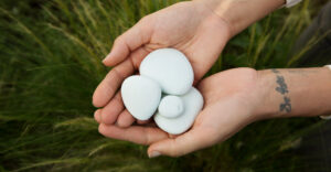 Cremation stones in hands